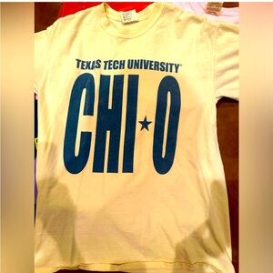Texas Tech CHIO T-Shirt comfort colors medium yellow short sleeve chi omega